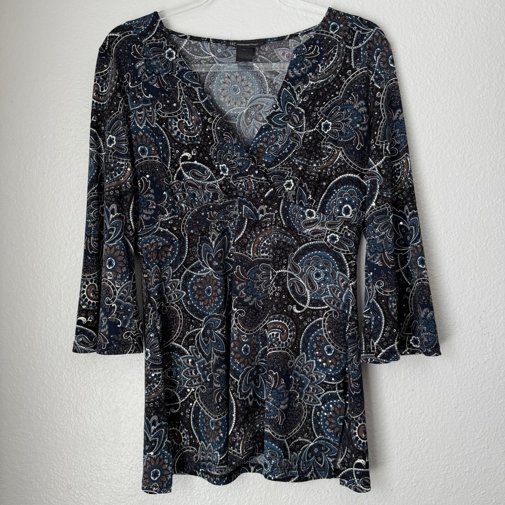 90's Y2K INC Sequin Babydoll Top Paisley Whimsigoth Fairy Grunge Women's Sz M
